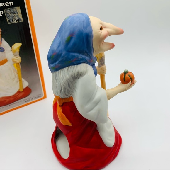 Vintage Porcelain Halloween Candle Lamp Witch Figurine w/ Box Taiwan - Picture 4 of 14